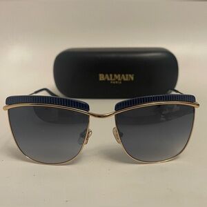 Balmain Gold Frame Sunglasses with Blue Detail